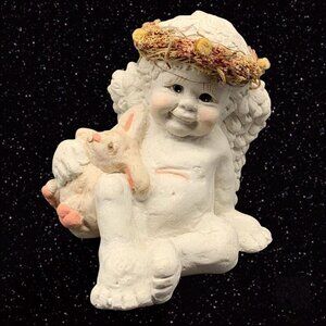 Vintage 1991 Cast Art Dreamcicles Cherub With Bunny Figurine 4”T 4”W